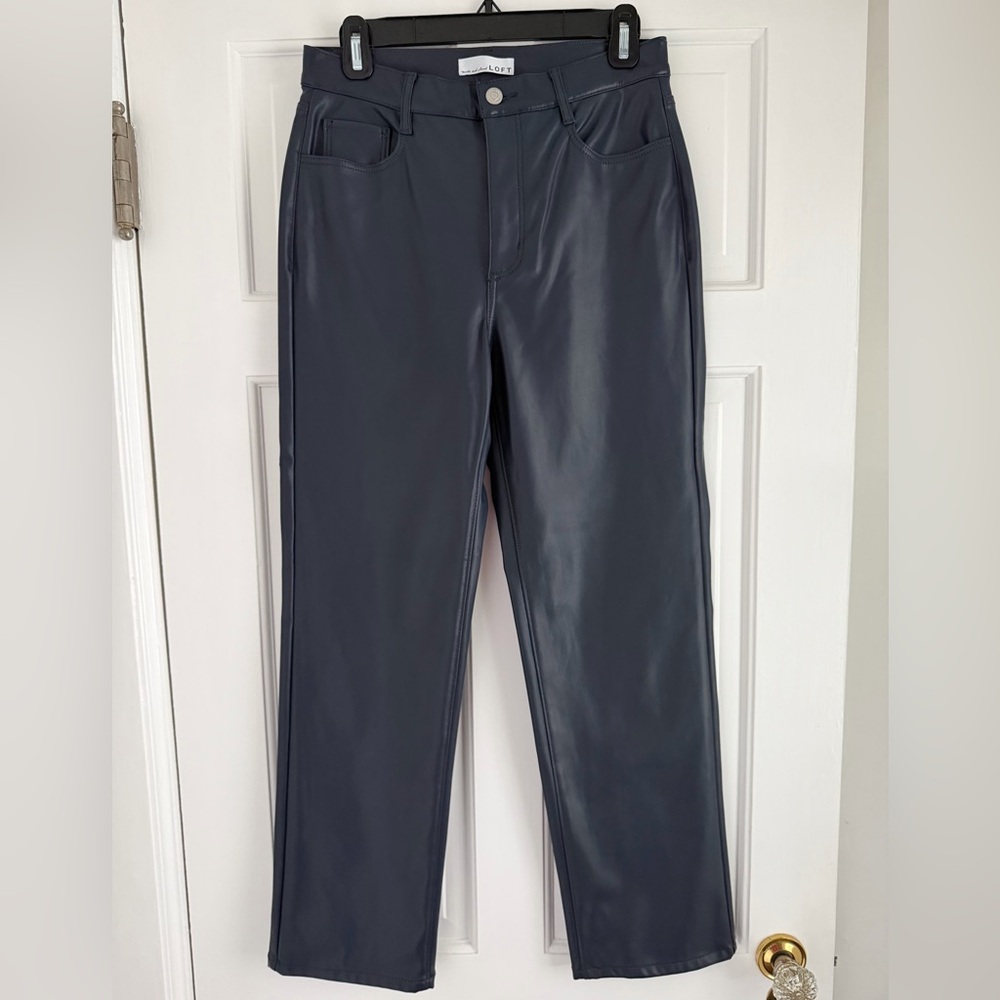 LOFT Faux Leather Buttery-Soft Blue Pants - 4/27